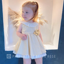 Load image into Gallery viewer, Baby Girls Stripe Bow Dress &amp; Panties Set (6-18M) Lemon
