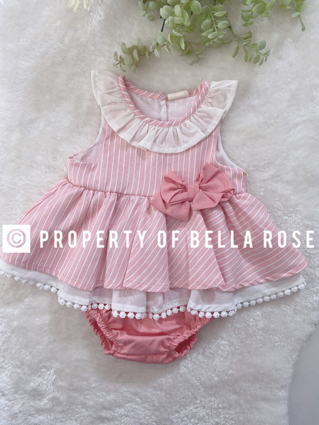 Baby Girls Stripe Bow Dress & Panties Set (6-18M)